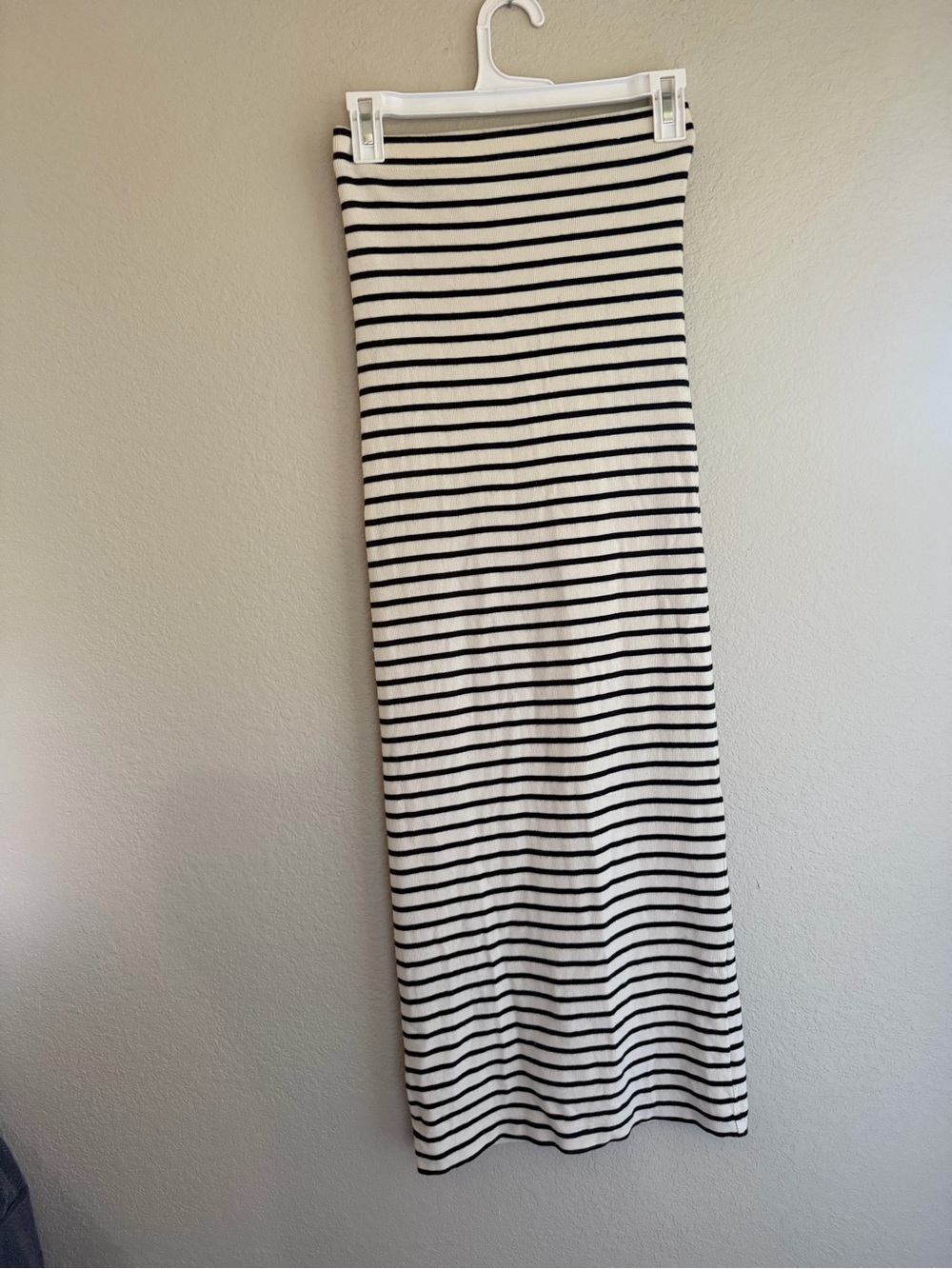 Striped Black and White Knit Maxi Skirt - Women